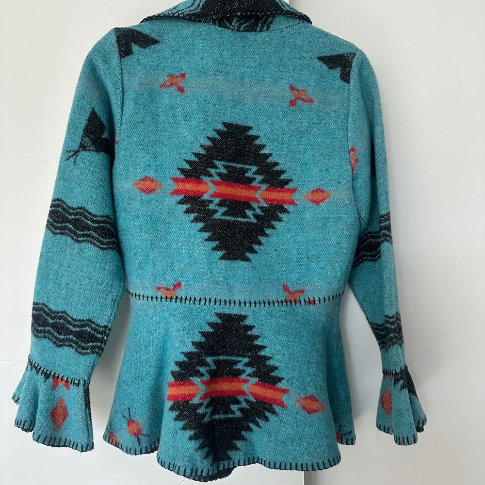 Rhonda Stark | Flounce Wrap Wool Blend Aztec Pattern